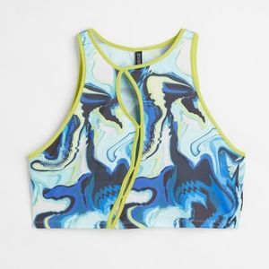 H&M NWT Marbled Blue and Green Crop Top 4X